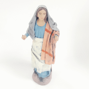 PASTORA DE BARRO LIENZADA 14 CM.