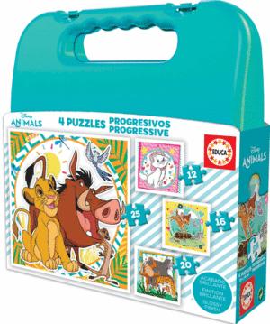 PUZZLE PROGRESIVO 12,1620 Y 25 PIEZAS EN MALETA DISNEY ANIMALS