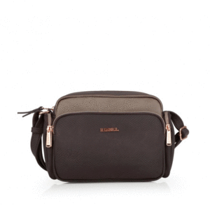 BOLSO BAMDOLERA MARRON TRES CREMALLERAS 26 CM GABOL